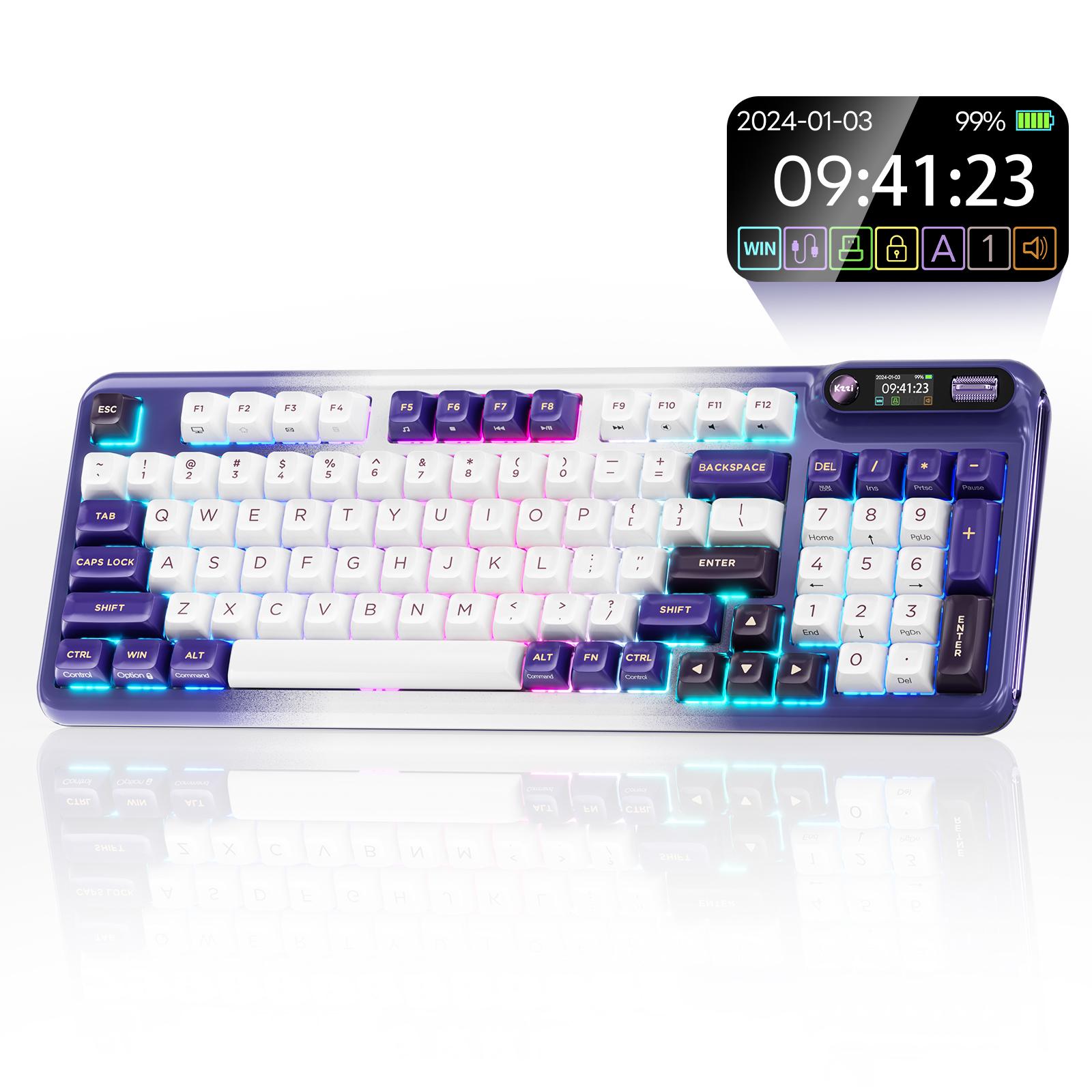 RK ROYAL KLUDGE Z98 USB Computer Keyboard — 94Keys Mechanical Keyboard w/Smart Display & Knob, 98% Wireless Bluetooth Keyboard BT5.0/USB-C/2.4G, Hot Swappable, Creamy Sounding, Eternity Tactile Switch