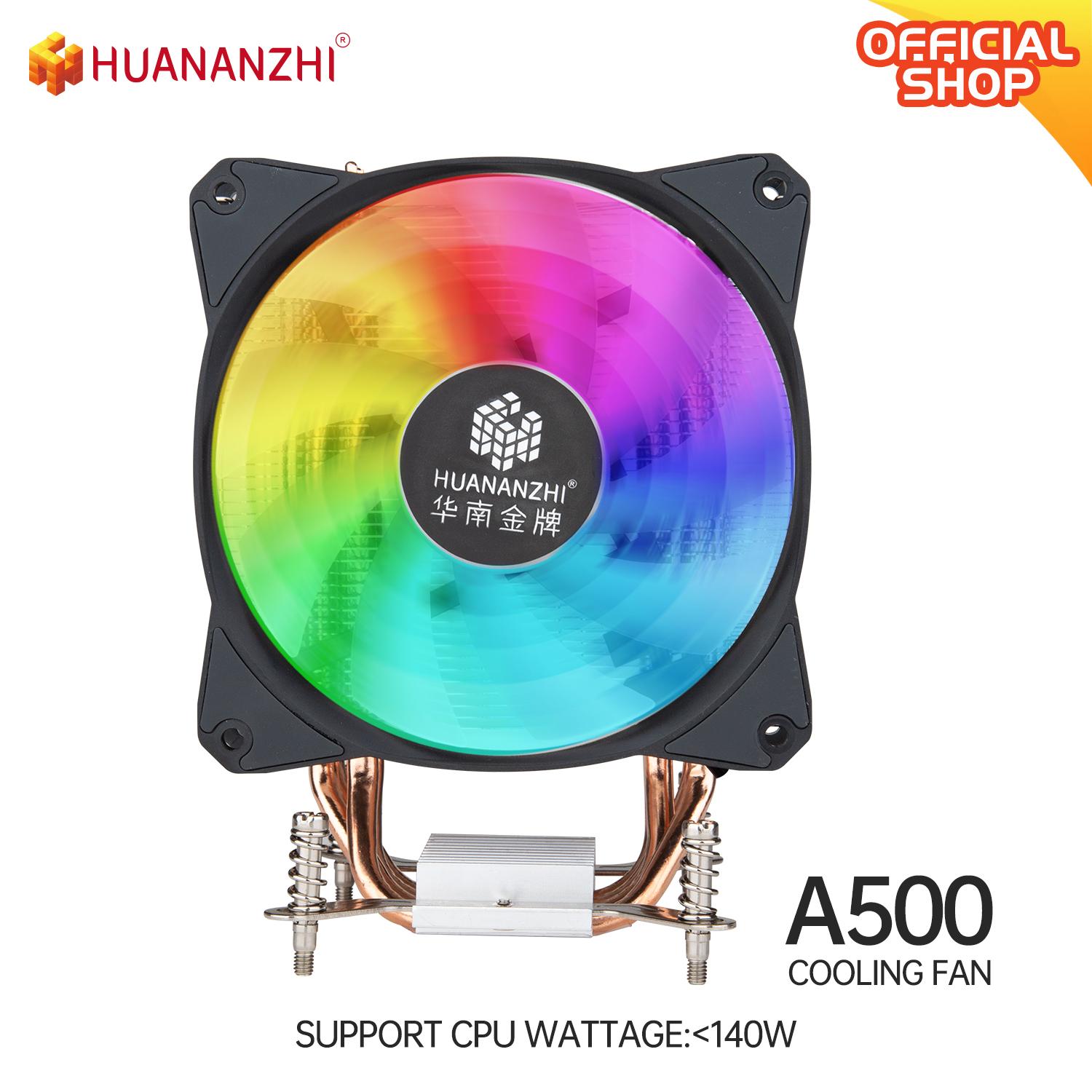 HUANANZHI A500 4 Copper Heat Pipe LED CPU Cooler Cooling Fan Radiator Quiet SINGLE Fan Heatsink applicable to LGA 2011 series Suitable for CPUs up to 150W TDP