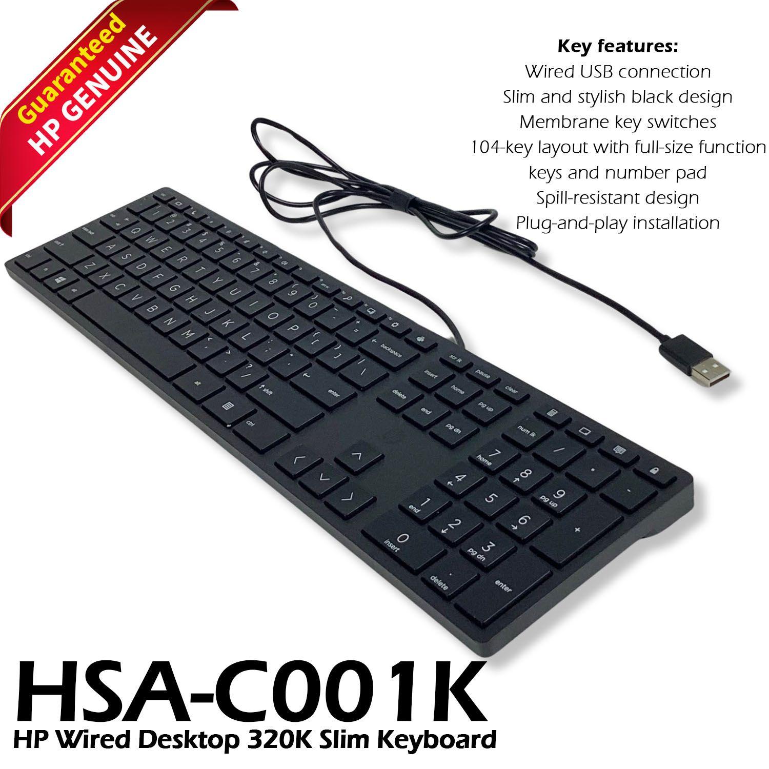 HP Smart Buy Wired 320K Slim Keyboard Black 108 Keys USB-A HSA-C001K L96909-001