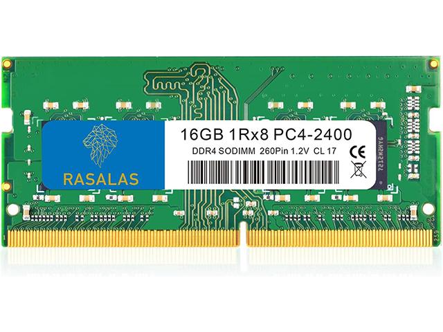 RASALAS 16GB DDR4 2400MHz (DDR4-2400) PC4-19200 (PC4-2400T) Non-ECC Unbuffered 1.2V CL17 1Rx8 Single Rank 260 Pin SODIMM Laptop Memory RAM Module Upgrade 1X16GB Green