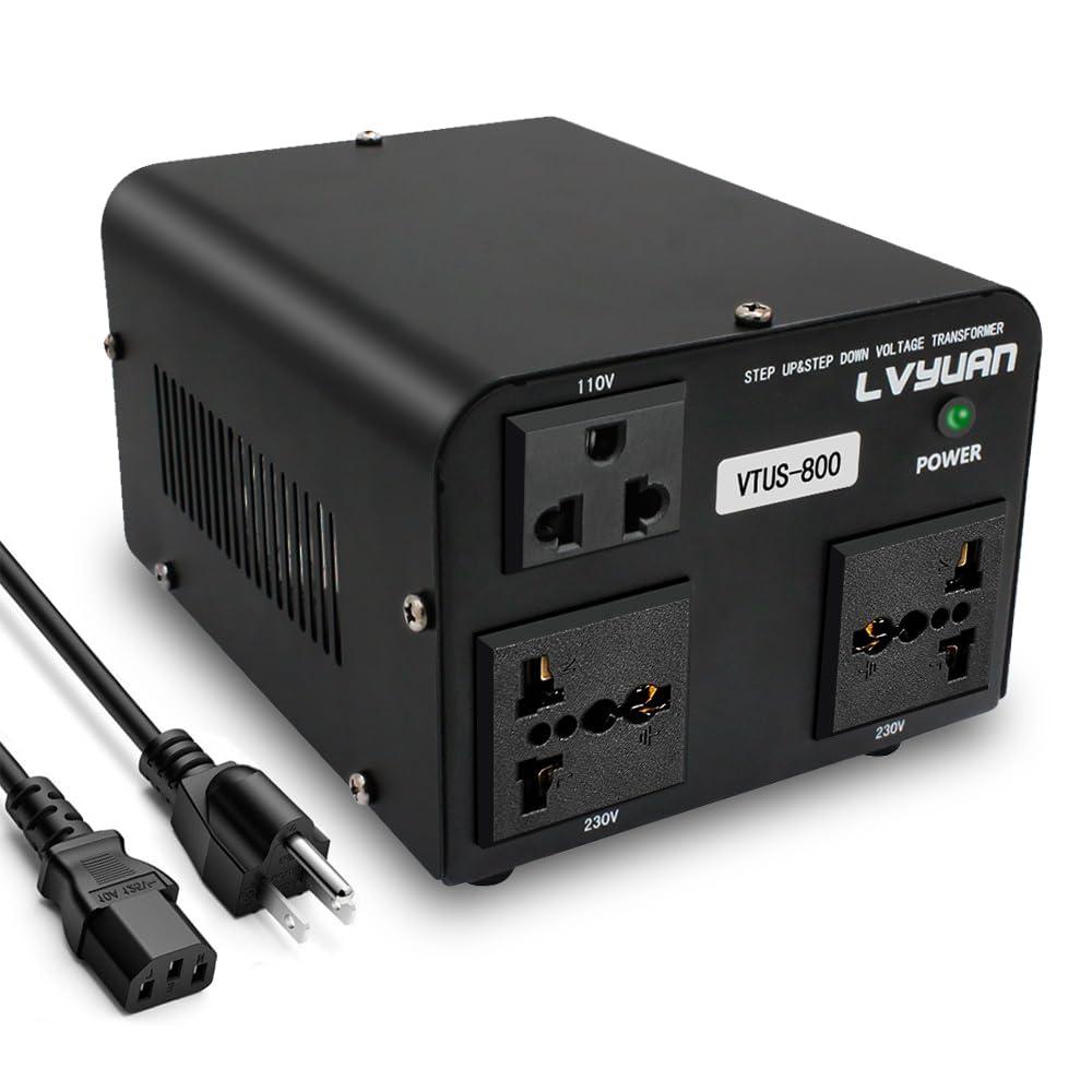 Yinleader 800W Voltage Converter Step Up 110V-120V to 220V-240V & Step Down 220V-240V to 110V-120V Power Transformer w/US Power Cord,Circuit Breaker Protection (VTUS-800)