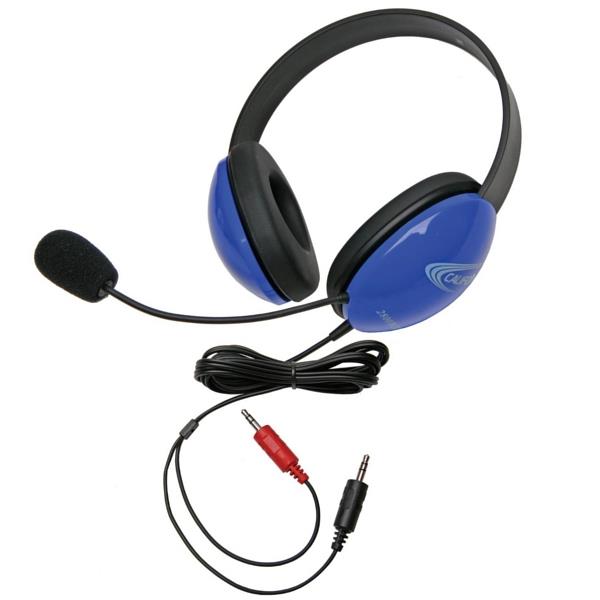 Children’s Listening First Stereo Headset with Dual 3.5mm plugs and Microphone — Blue