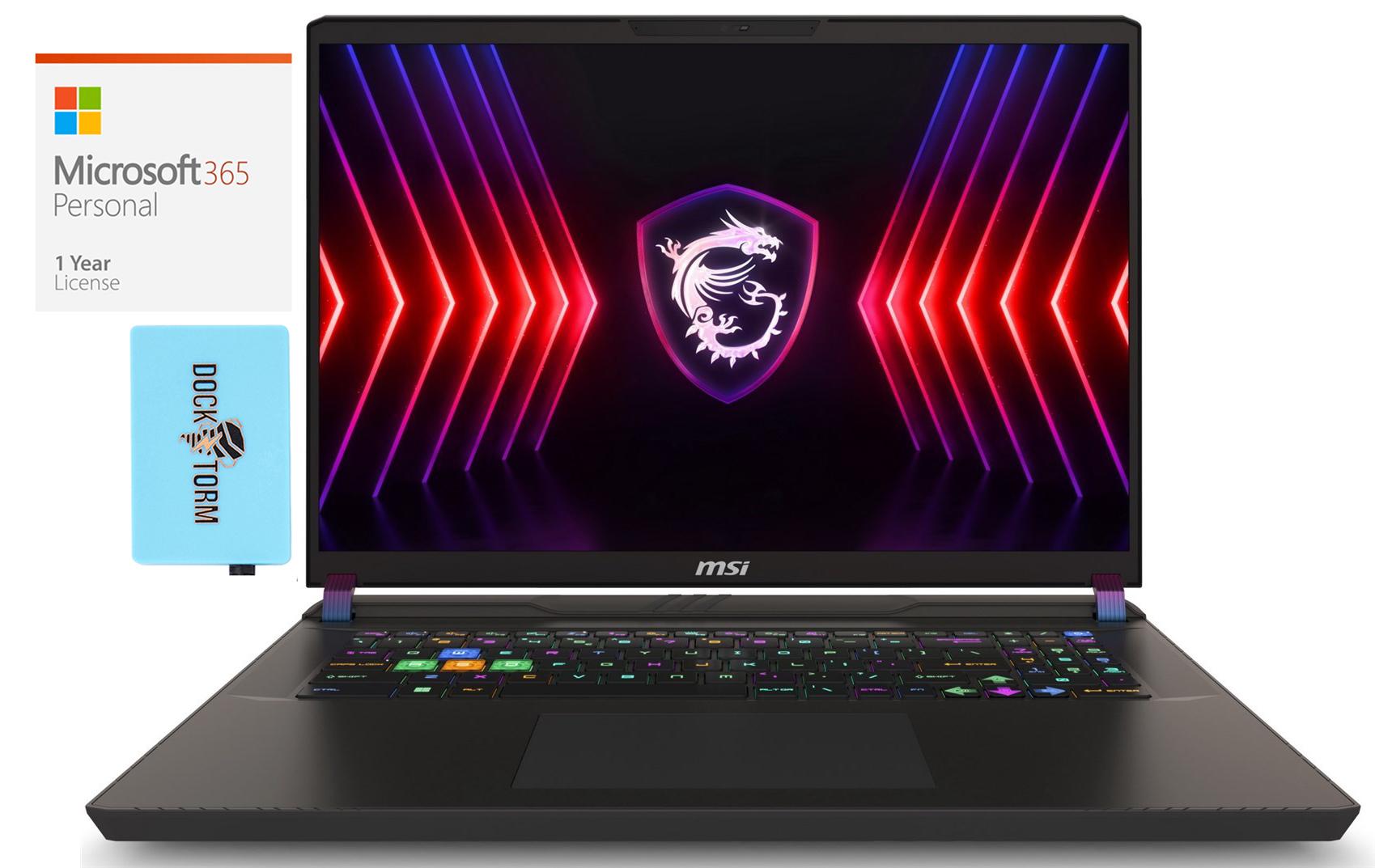 MSI Vector 17 HX Gaming & Entertainment Laptop (Intel i9-14900HX 24-Core, 17.0″ 240 Hz Wide QXGA (2560×1600), GeForce RTX 4070, Win 11 Pro) with Microsoft 365 Personal , Dockztorm Hub