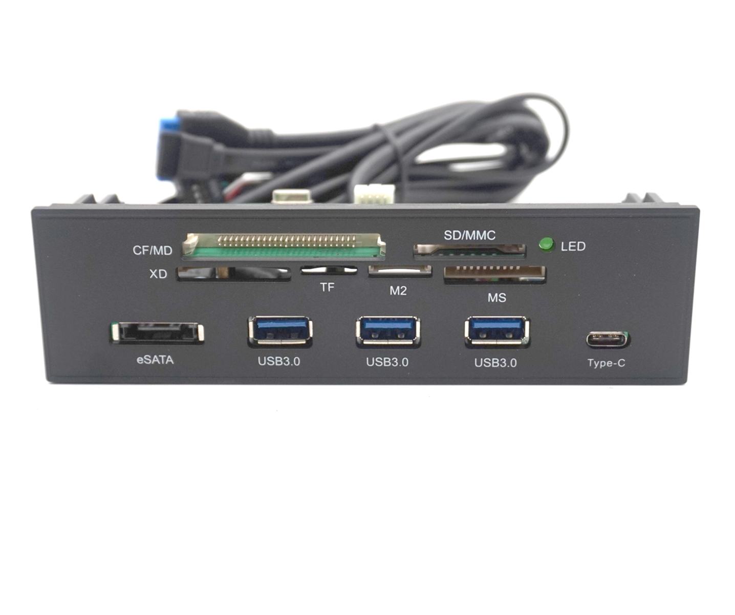 Weastlinks 5.25″ Internal Card Reader Media Multi-Function Dashboard PC Front Panel Type-C USB 3.1 USB 3.0 Support CF XD MS M2 TF SD card reader smart